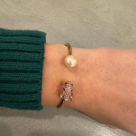 Kate Spade Gold Bracelet with Pink Pig and Pearl Accents - Picture 4 of 4